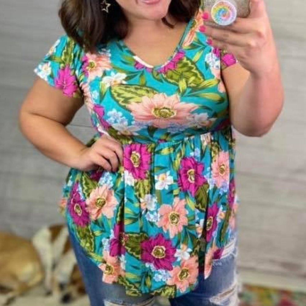 Be Stage Small Boutique Floral Babydoll Blouse